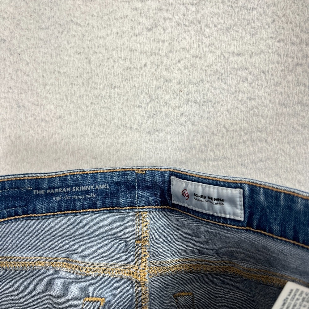 AG Jeans Womens 26R (27x28) The Farrah Skinny Ankle High Rise Blue Distressed - Picture 5 of 9